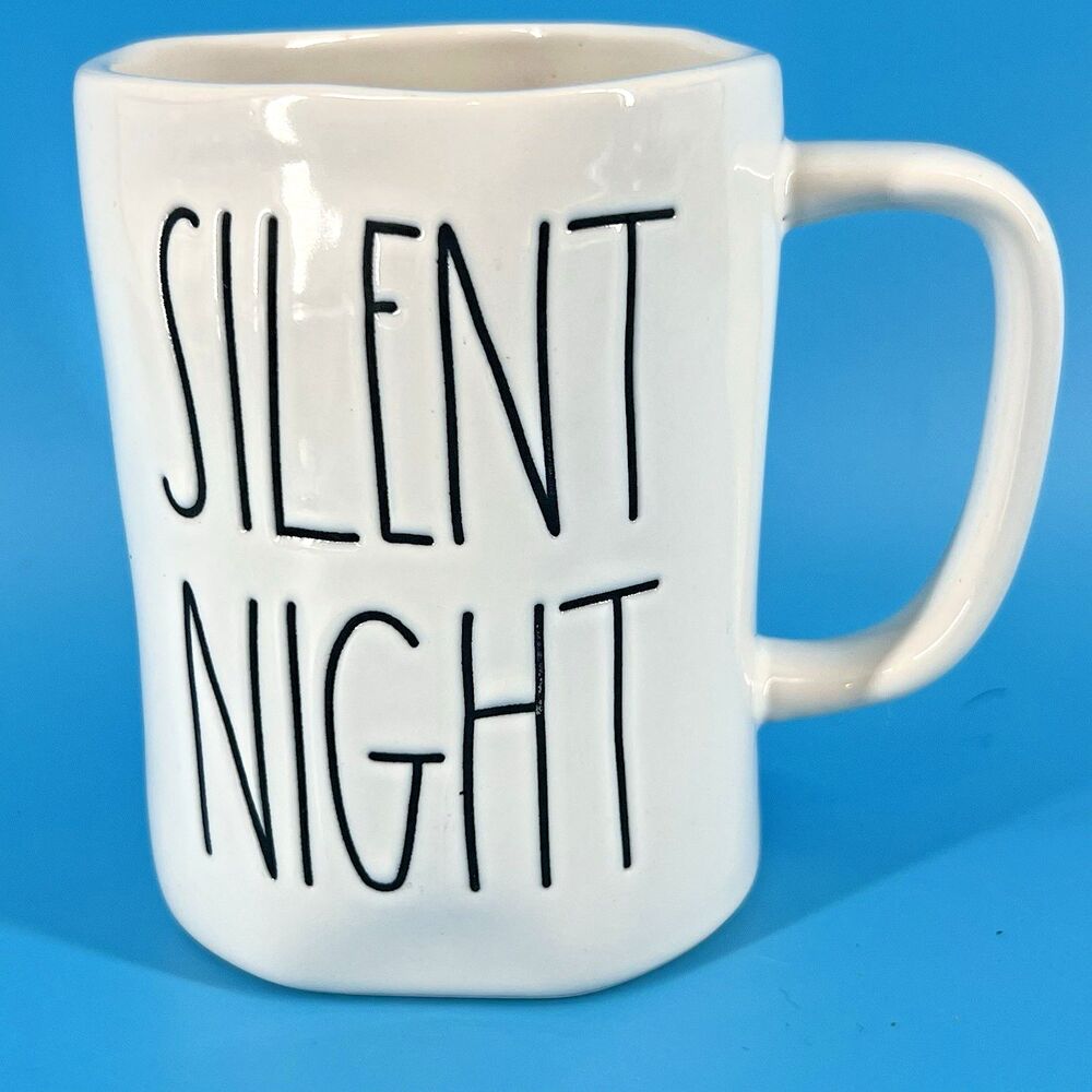 Rae Dunn SILENT NIGHT Large Christmas Mug Farmhouse Artisan Collection Magenta